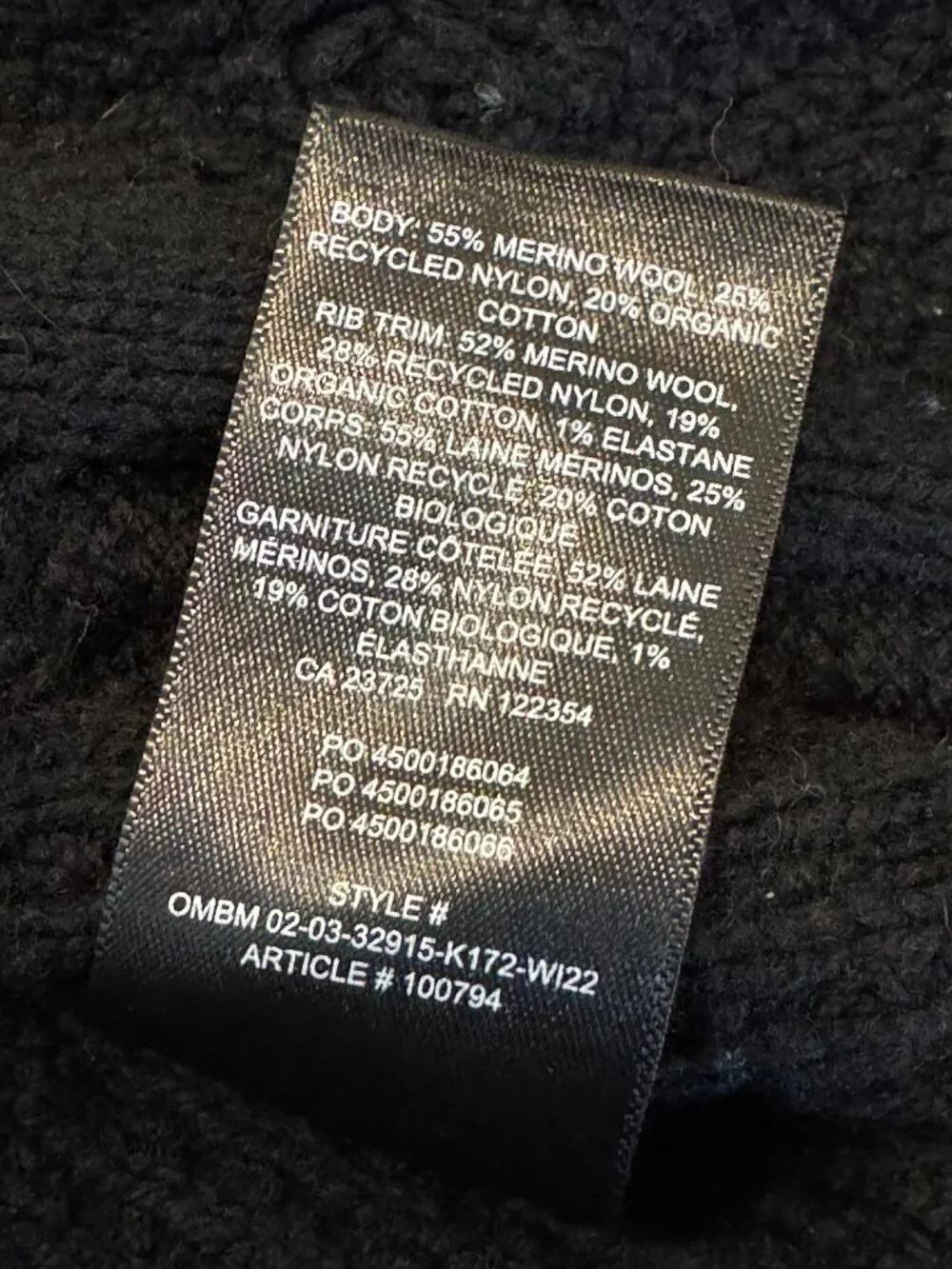 Sunday Best Aritzia Merino Wool Blend Cable Knit Cardigan Black Button Front Swe - Picture 5 of 7